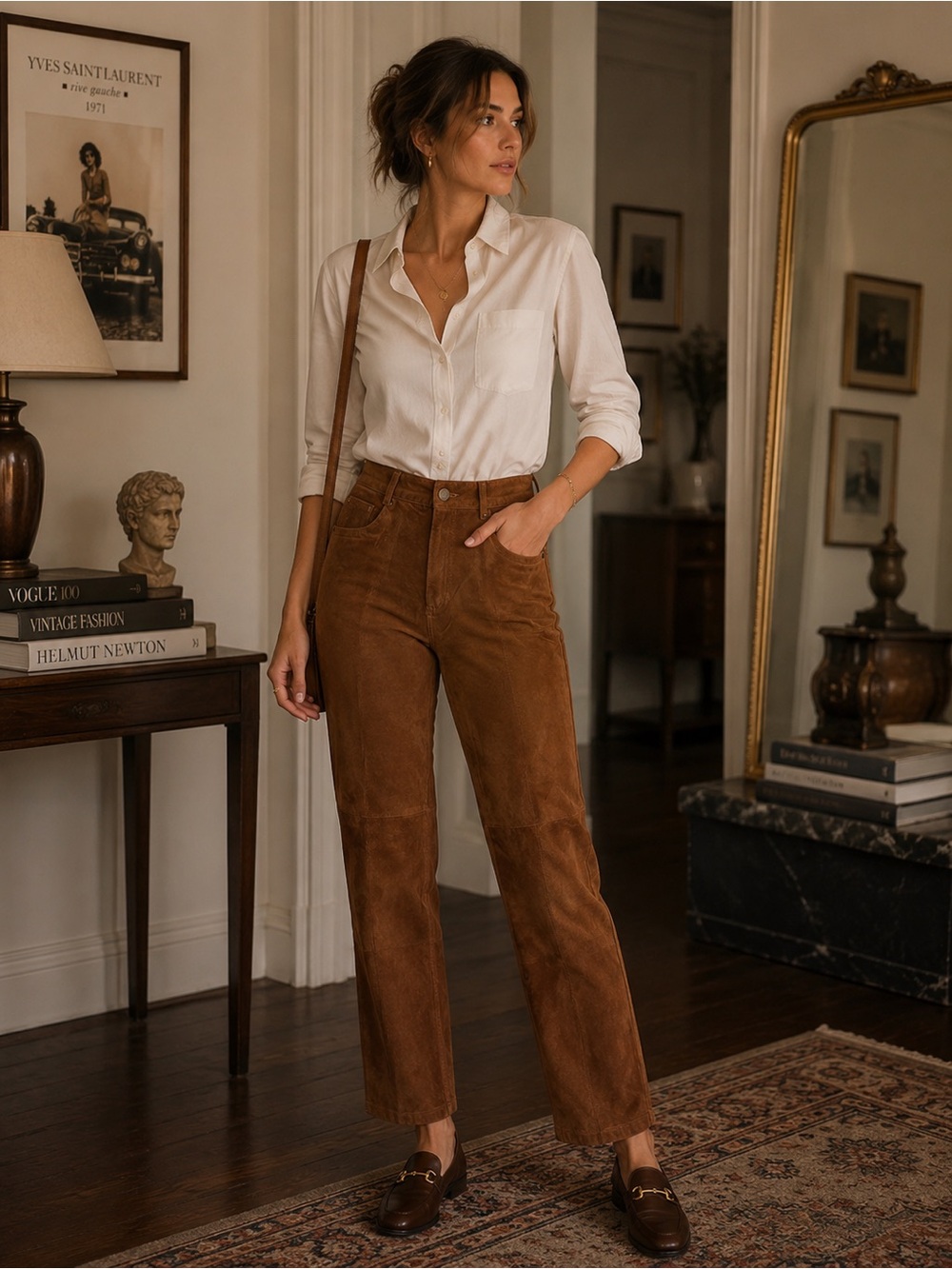 Chadwick’s 100% LEATHER VINTAGE straight Pants Pockets 45-0017-9 Size 14P - Picture 1 of 6